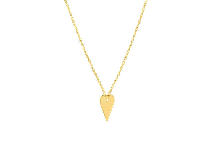 14k Mini Engravable Flat Heart Charm Necklace