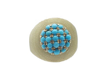 Load image into Gallery viewer, 1960s 18k Mesh Turquoise Cluster Ring
