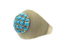 Load image into Gallery viewer, 1960s 18k Mesh Turquoise Cluster Ring
