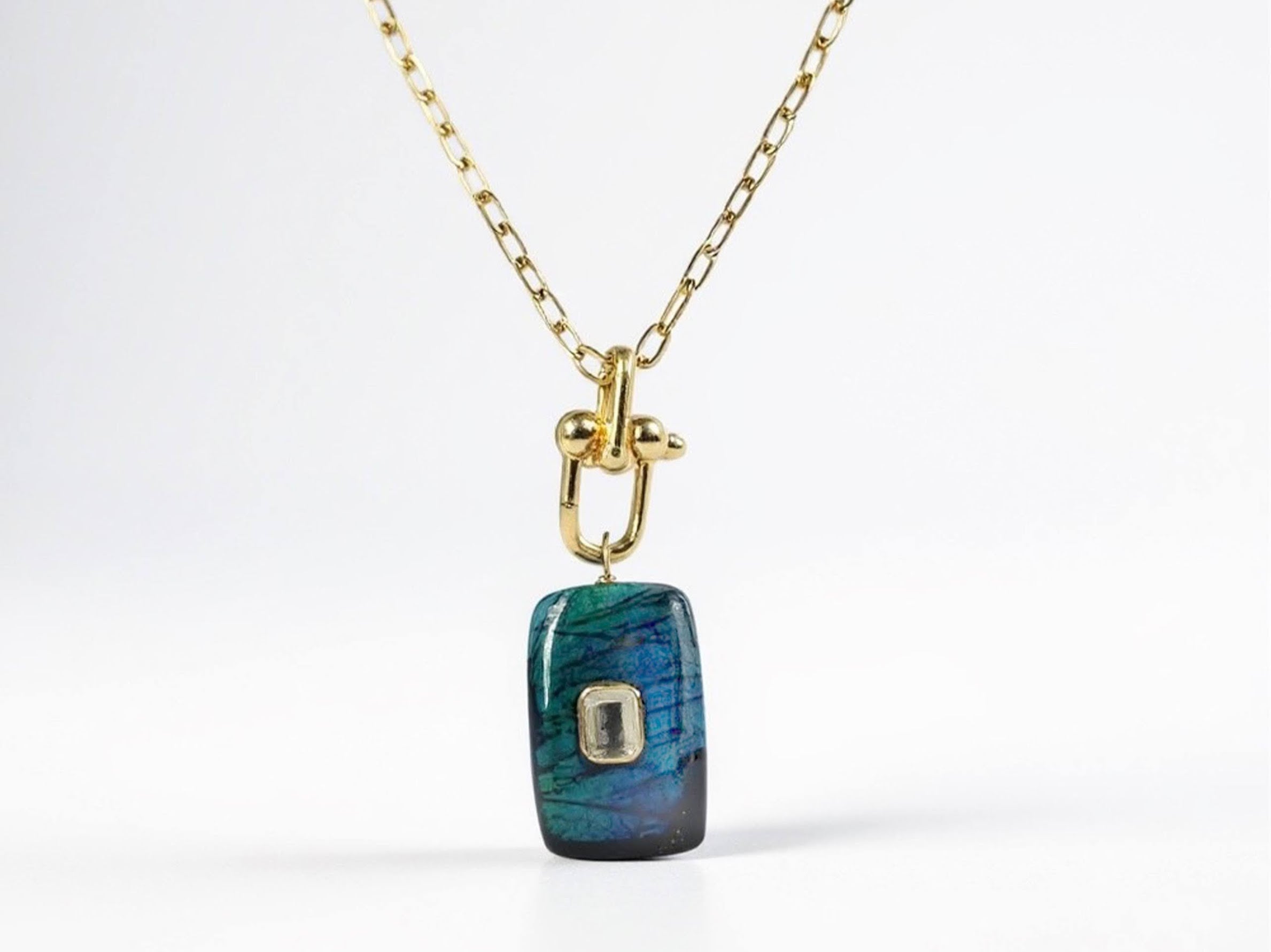 Labradorite and Topaz Charm Necklace