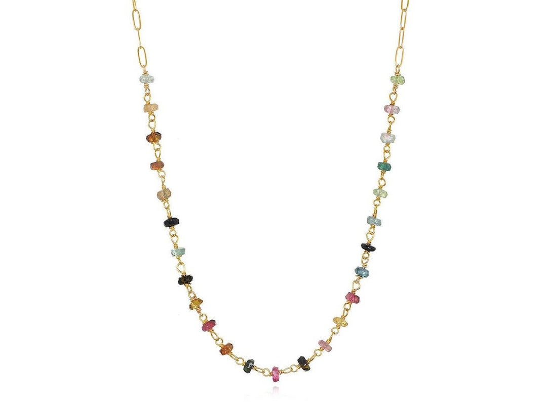 Watermelon Tourmaline Roundel Chain Necklace