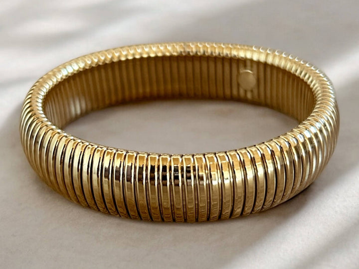 Gold Wide Stretch Bangle