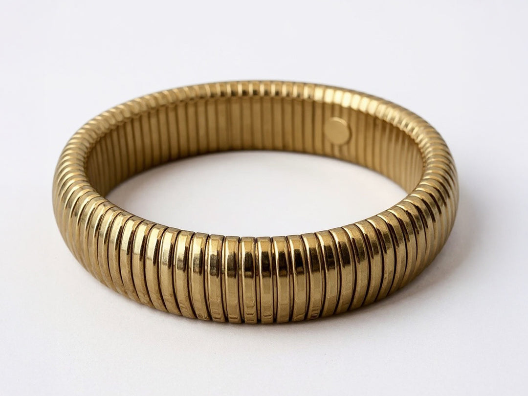 Gold Wide Stretch Bangle