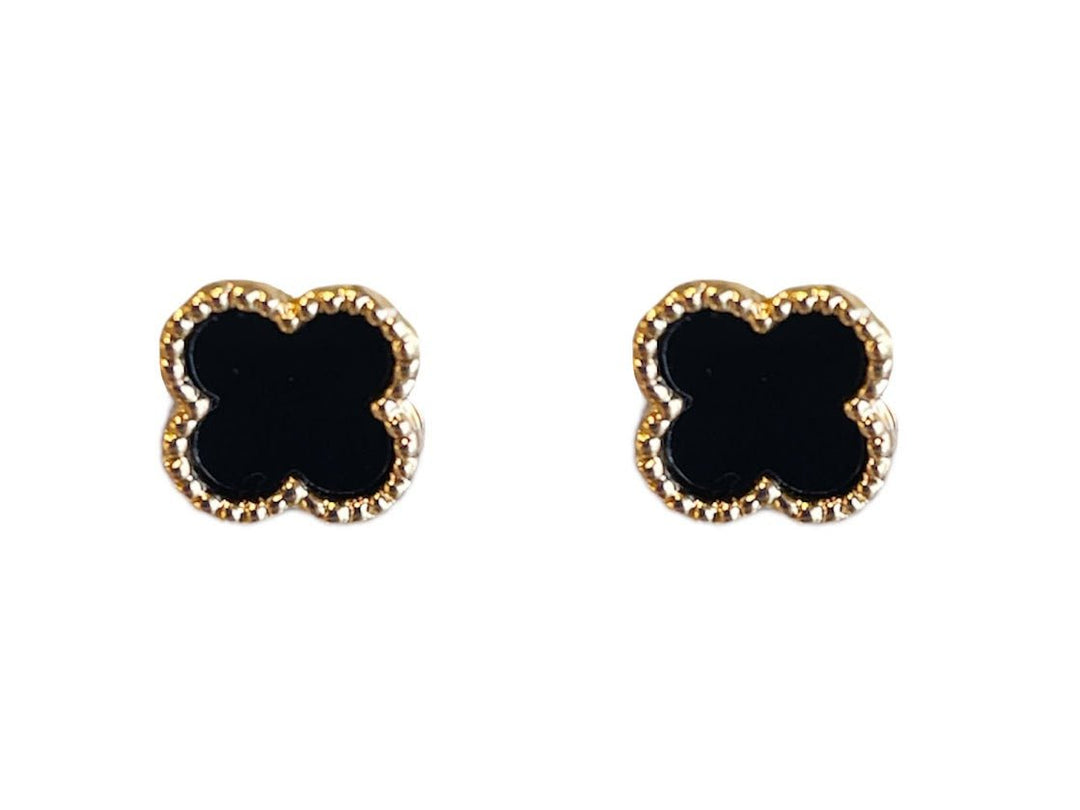 Gold and Black Clover Studs