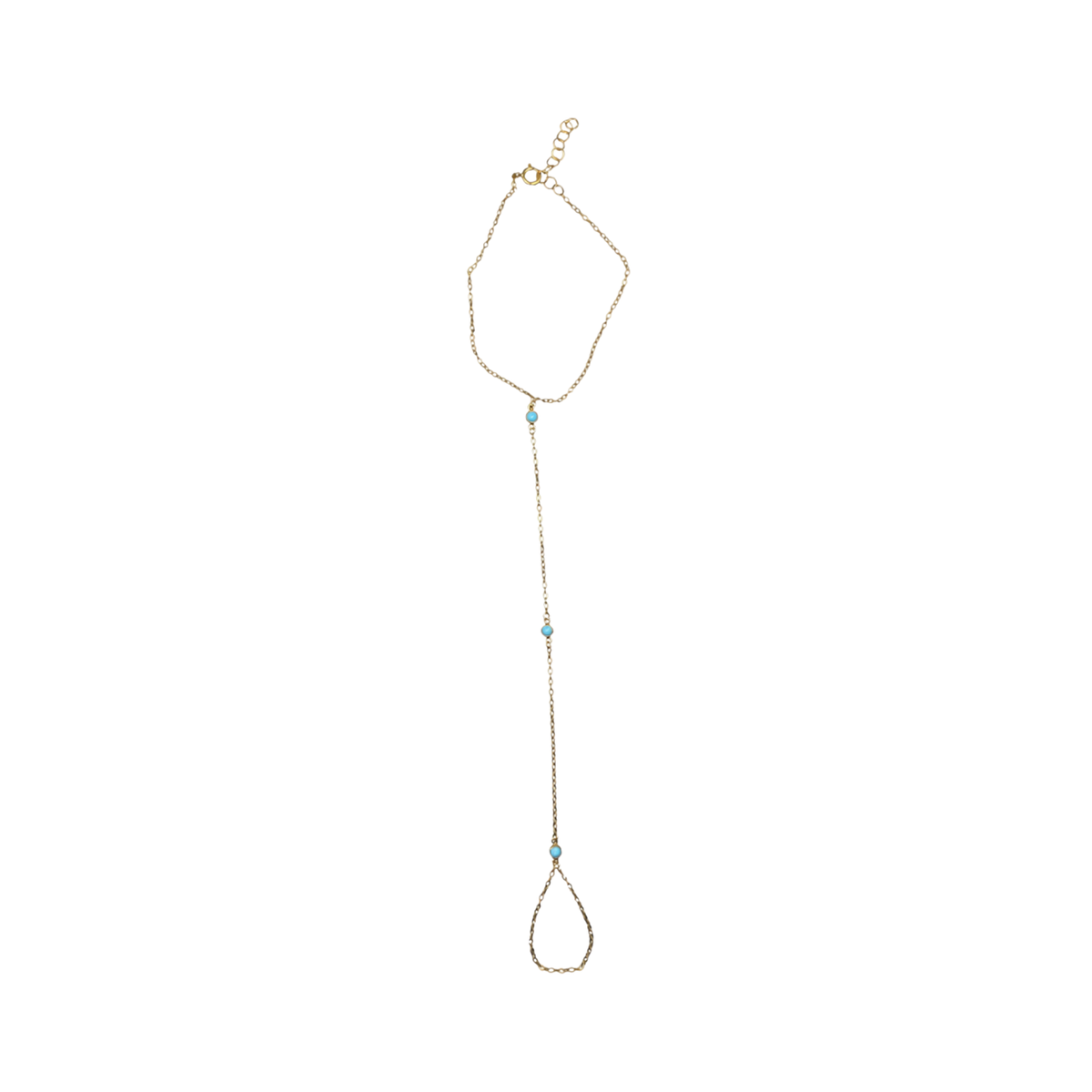 Gold Hand Chain with Turquoise