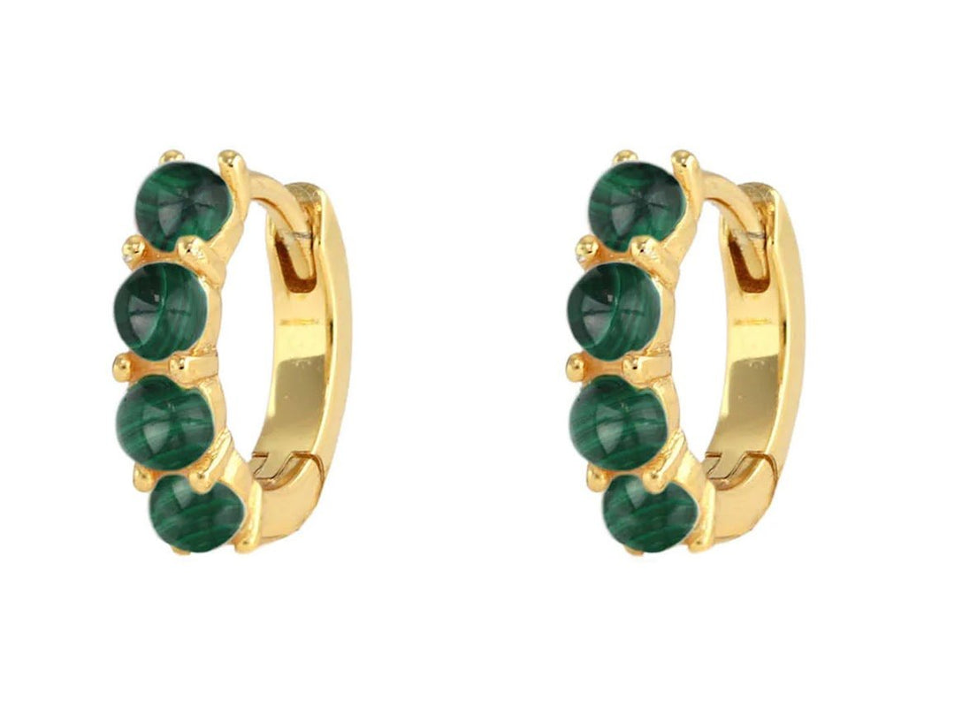 Malachite Huggie Hoop Earrings