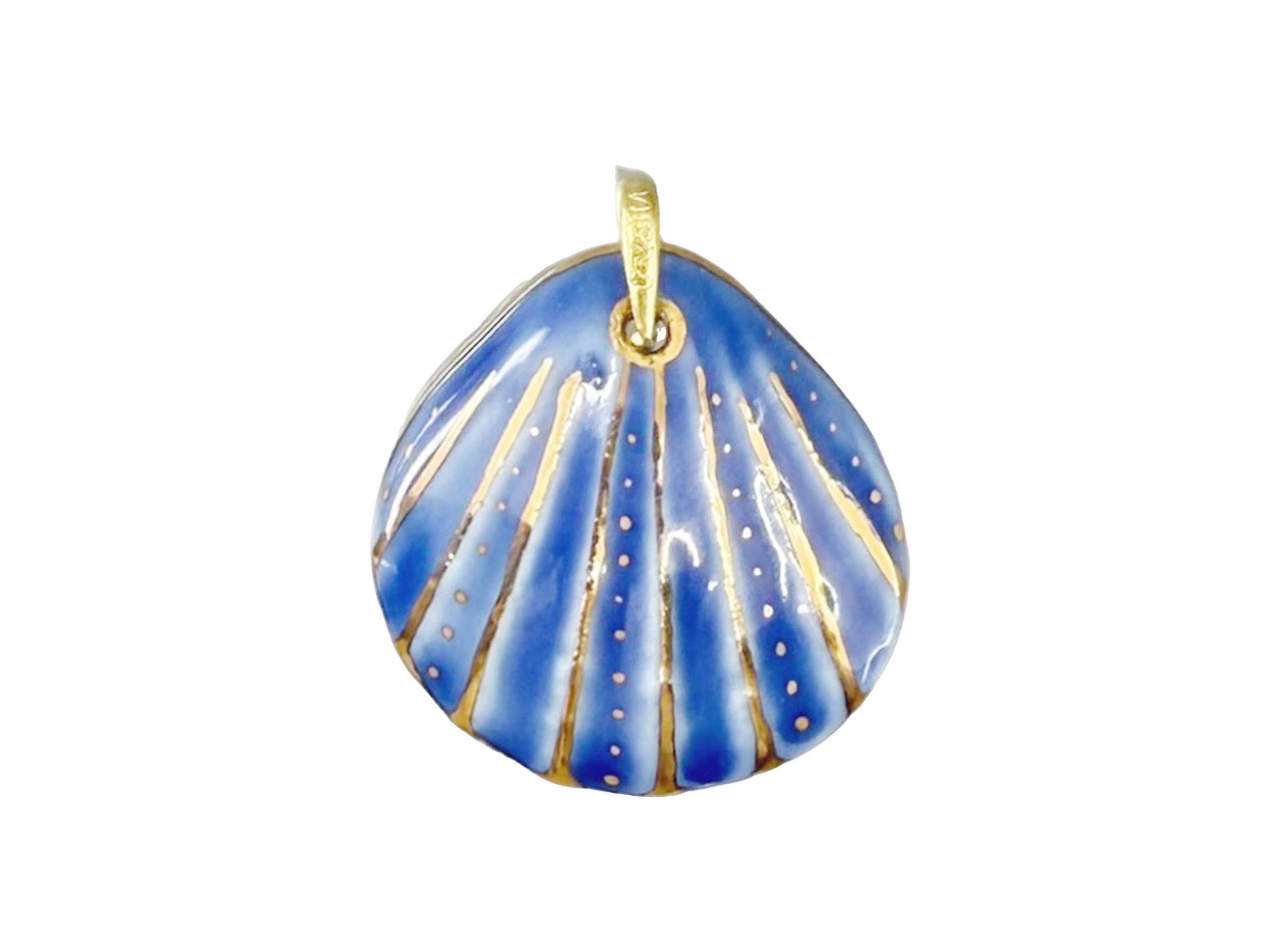Handpainted Italian Porcelain Navy Small Shell Charm
