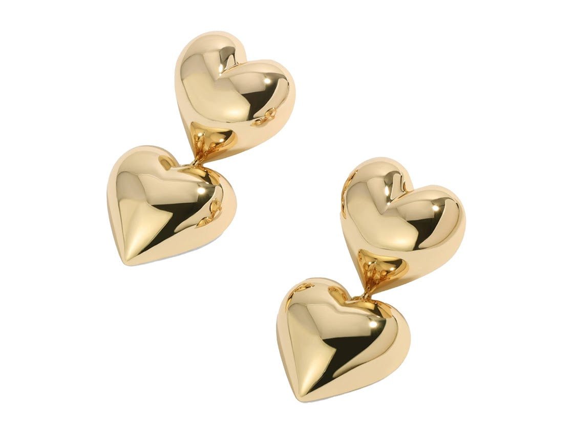 Gold Bubble Heart Earrings.