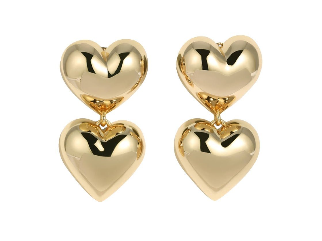 Gold Bubble Heart Earrings.