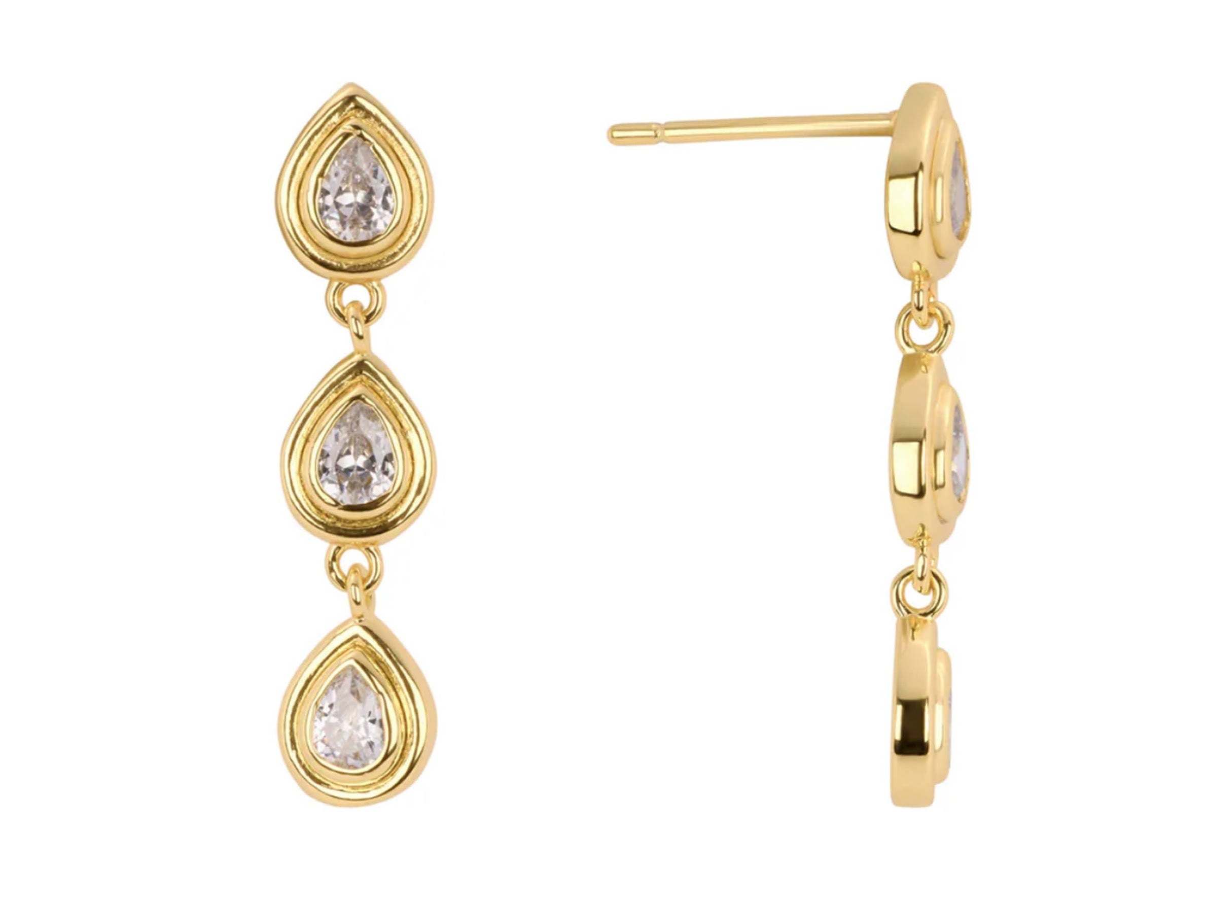 Pear-Shaped CZ Drop Earrings