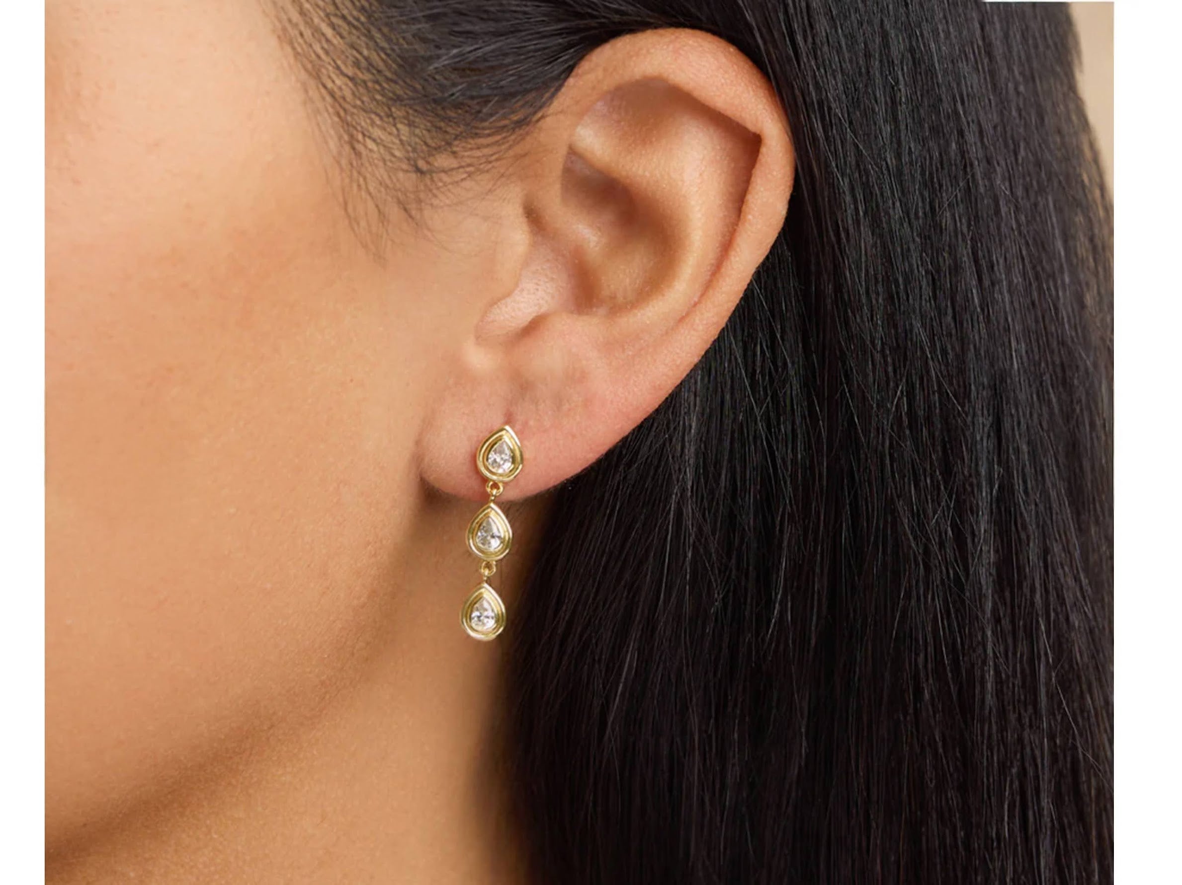 Pear-Shaped CZ Drop Earrings