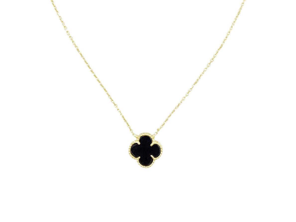 14k Black Clover Charm Necklace