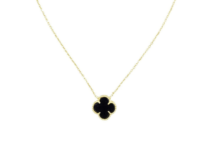 14k Black Clover Charm Necklace