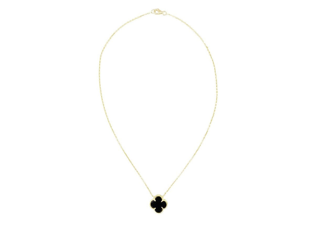 14k Black Clover Charm Necklace