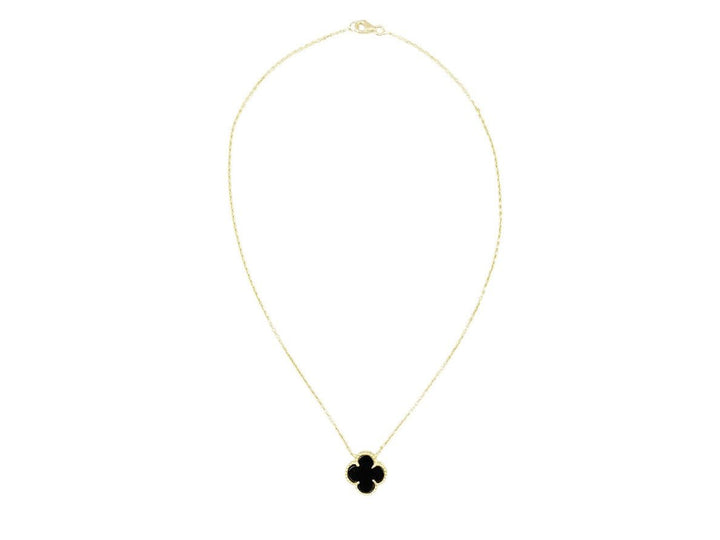 14k Black Clover Charm Necklace