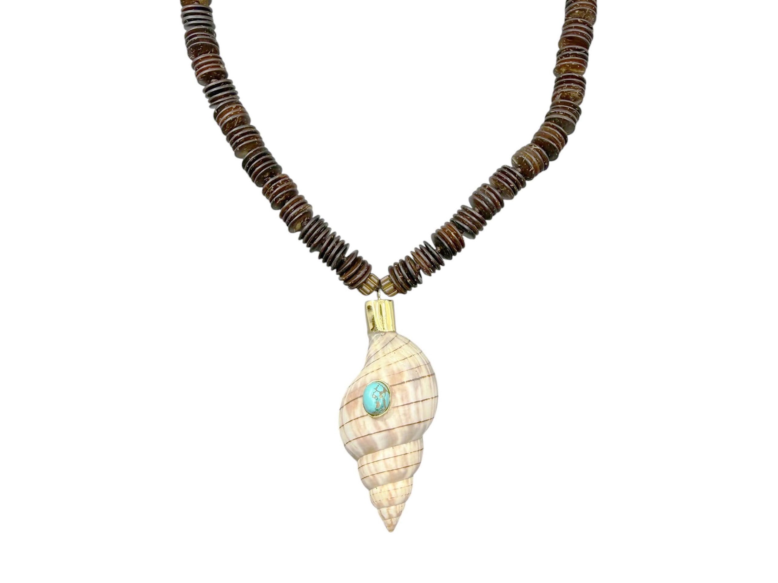 Striped Tulip Shell Charm Necklace