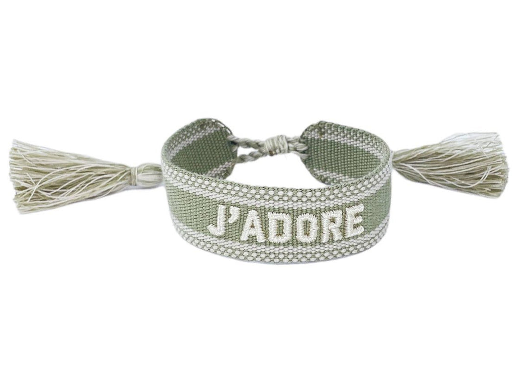 Olive Green and Off-White J'ADORE Bracelet