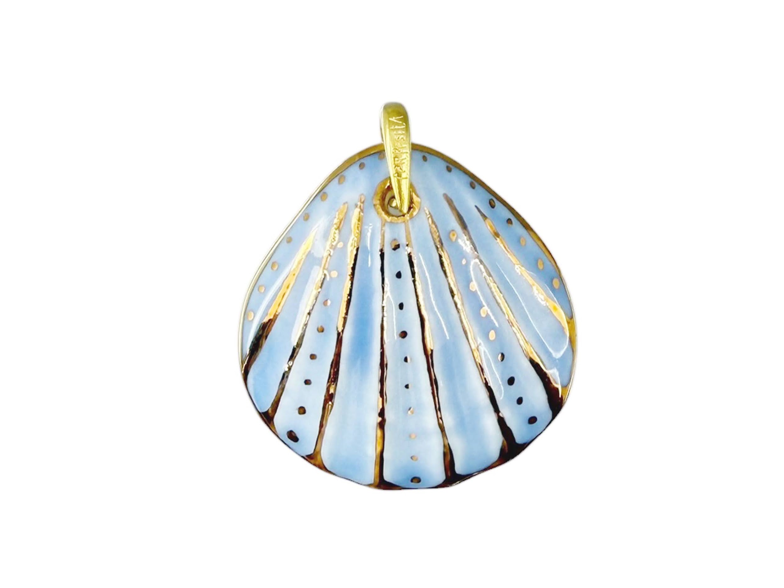 Handpainted Italian Porcelain Light Blue Small Shell Charm