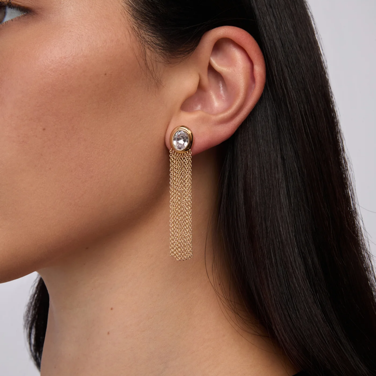 Gold Fringe Earrings with CZs (Coming Soon)
