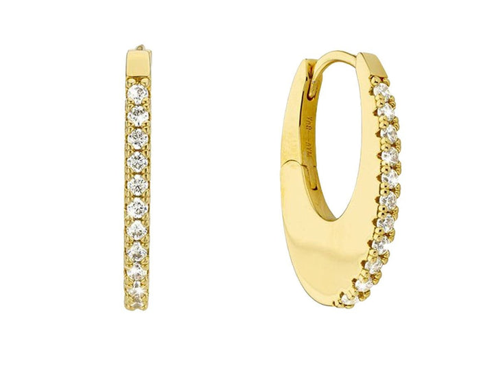 Gold Elongated Hoops with CZs