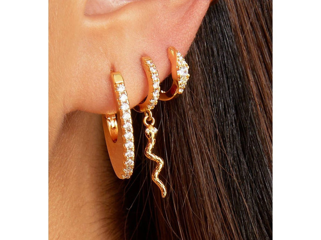 Gold Elongated Hoops with CZs