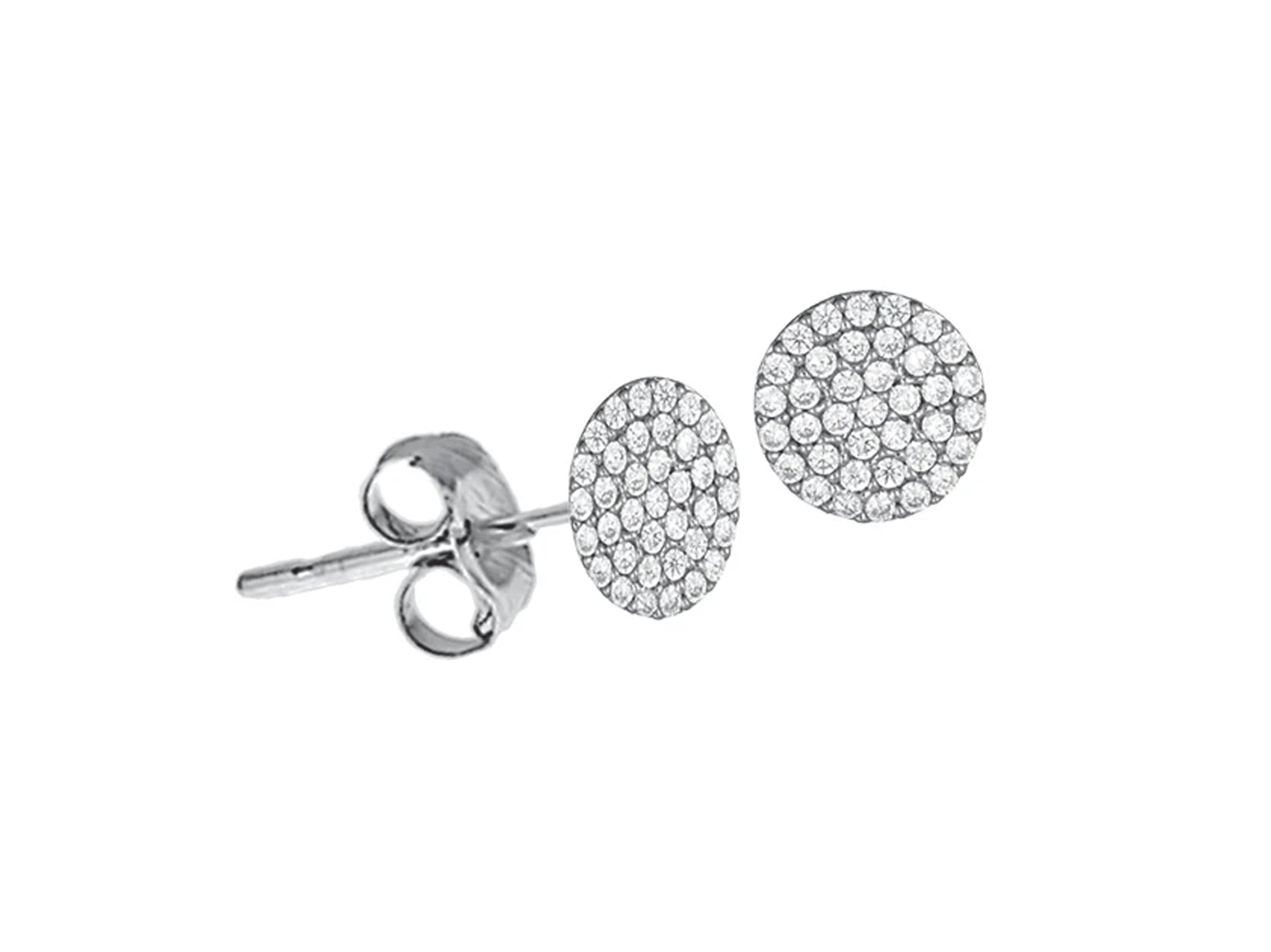 Silver CZ Disc Earrings