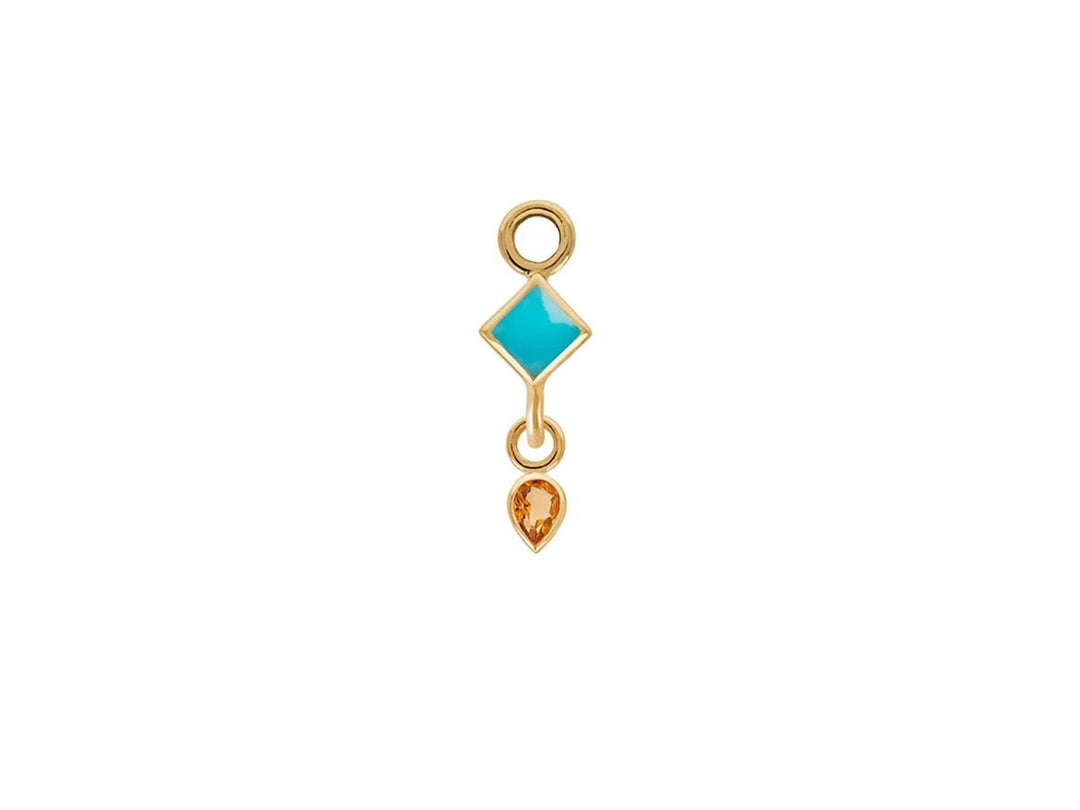 9k Turquoise and Citrine Drop Charm