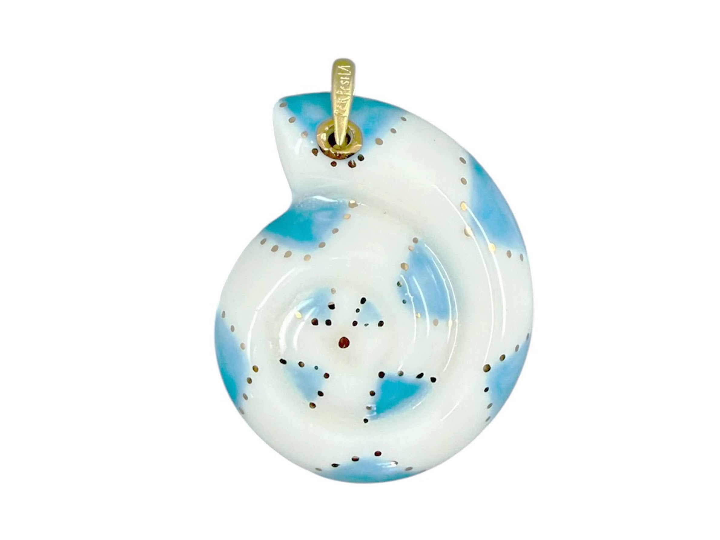 Small White and Light Blue Triangle Ammonite Charm