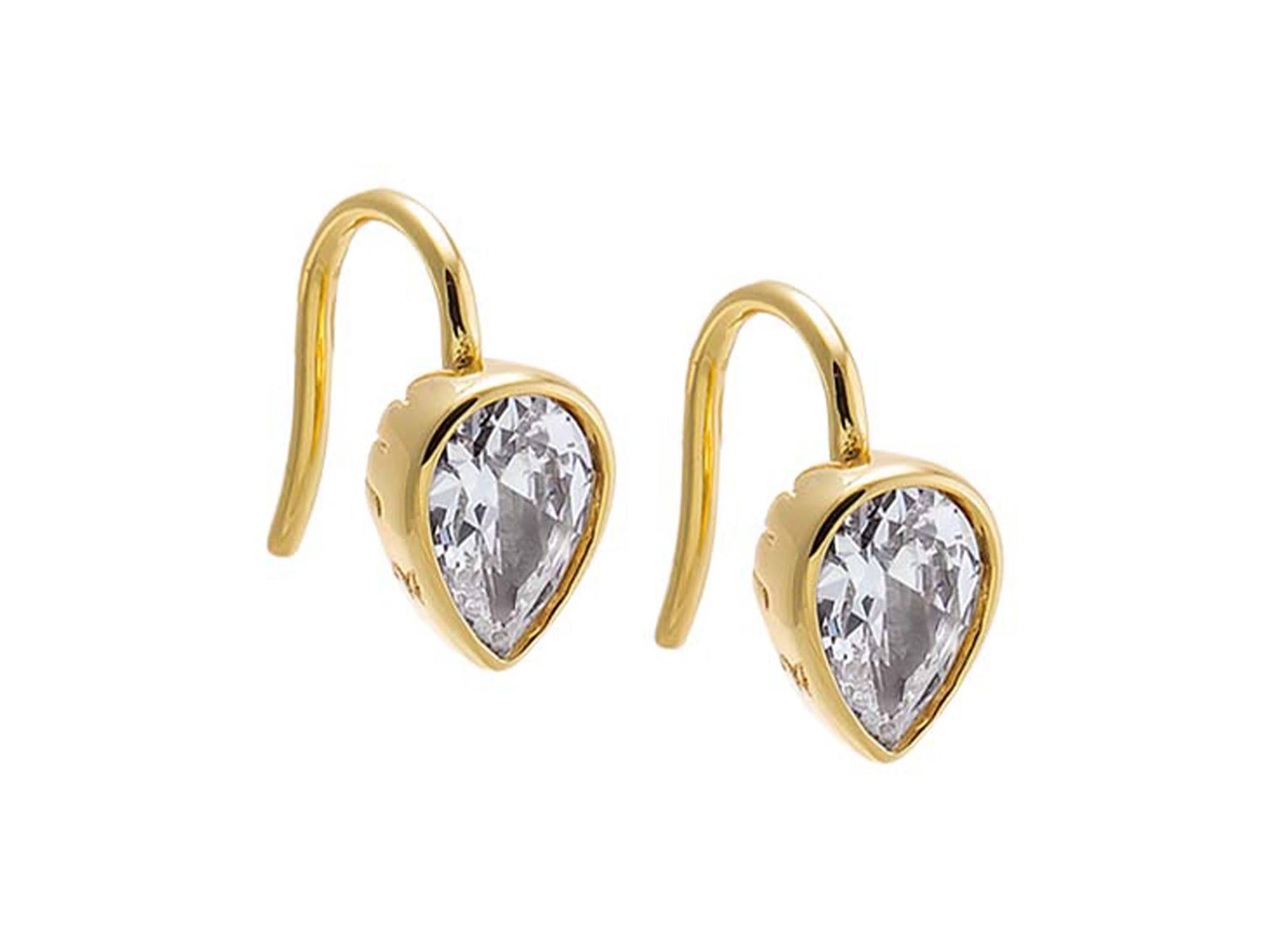 Faceted Teardrop CZ Hook Earrings