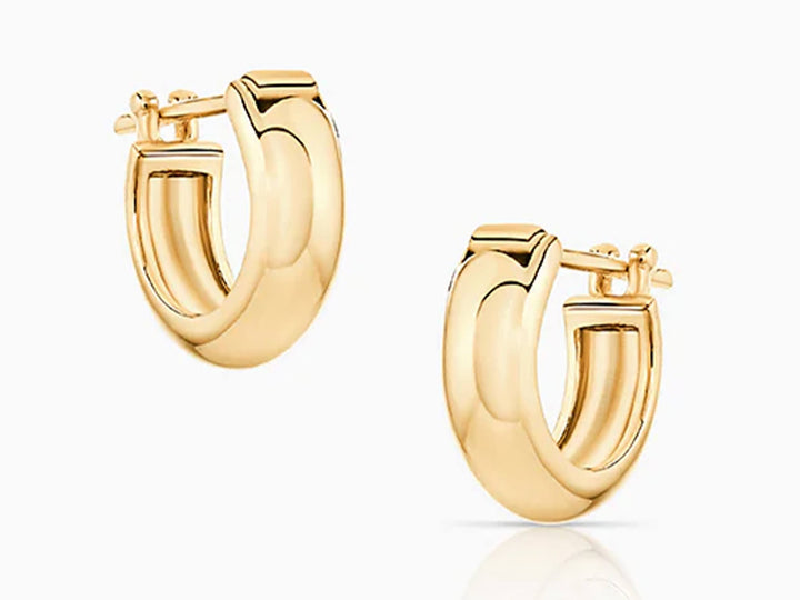Gold Round Thick Huggie Hoops