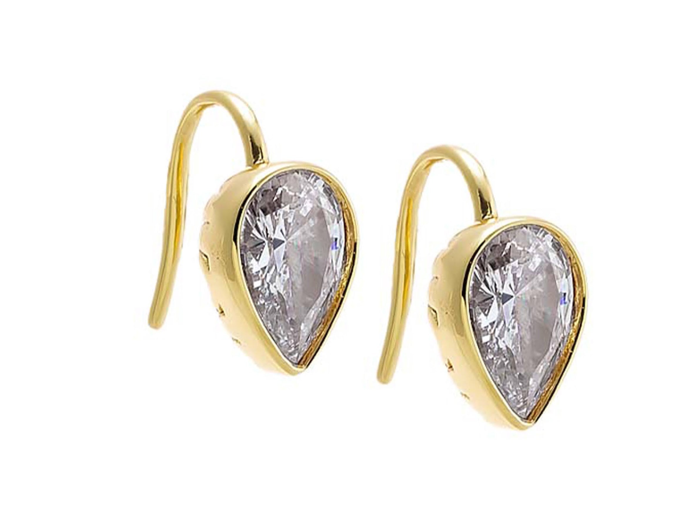 Faceted Teardrop CZ Hook Earrings