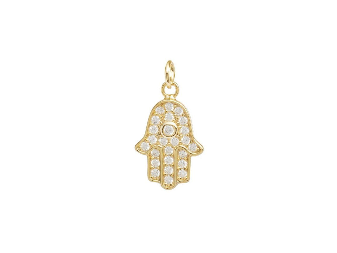 Gold Hamsa Charm with CZs