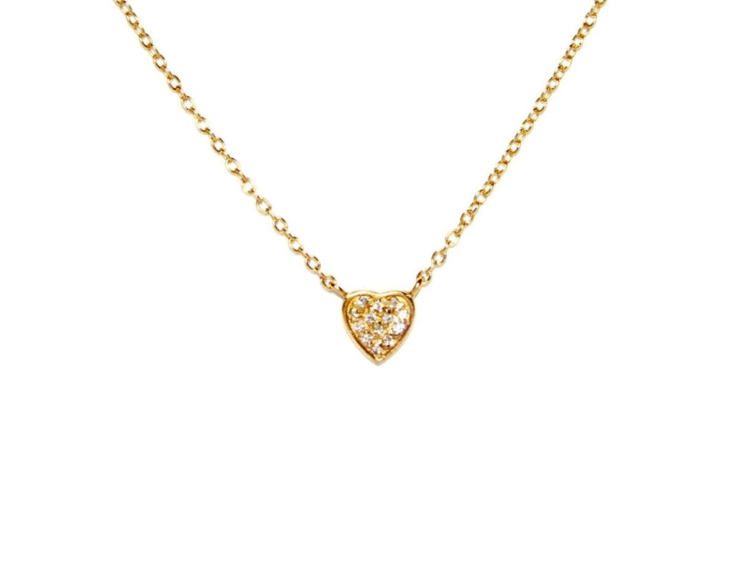 Gold Mini Heart Necklace with CZs