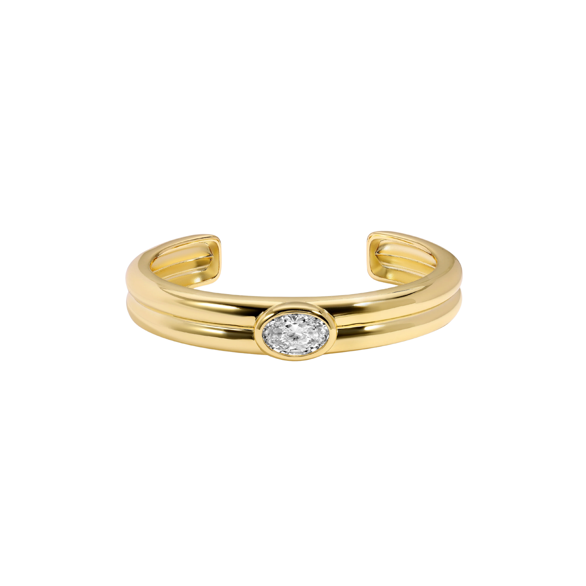 Gold Fluted Cuff with CZ (Coming Soon)