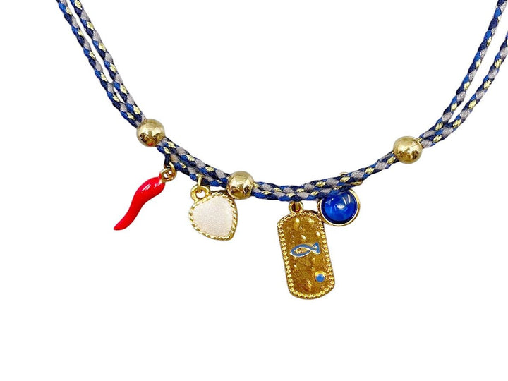 Navy and Gold Magical Charm Necklace