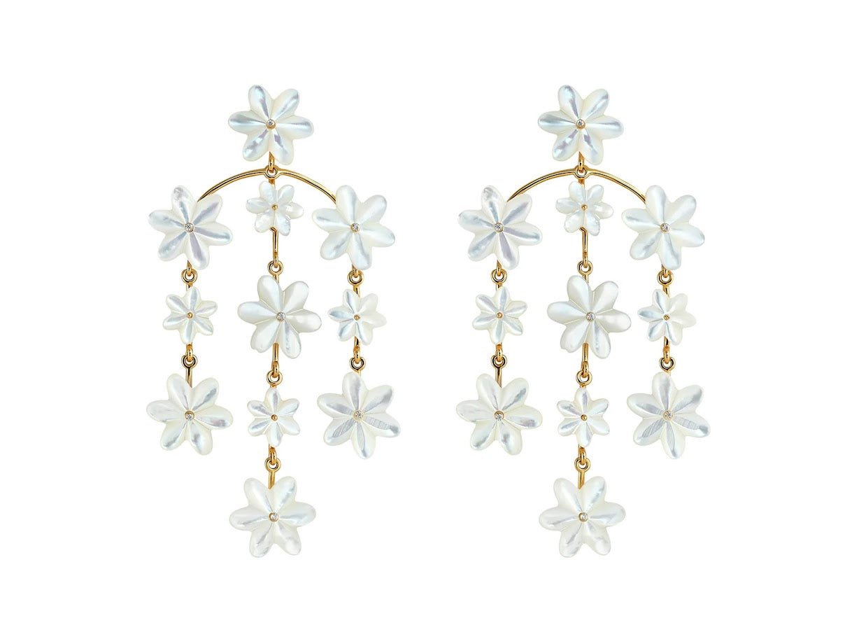 Mother of Pearl Flowers Chandelier Earrings