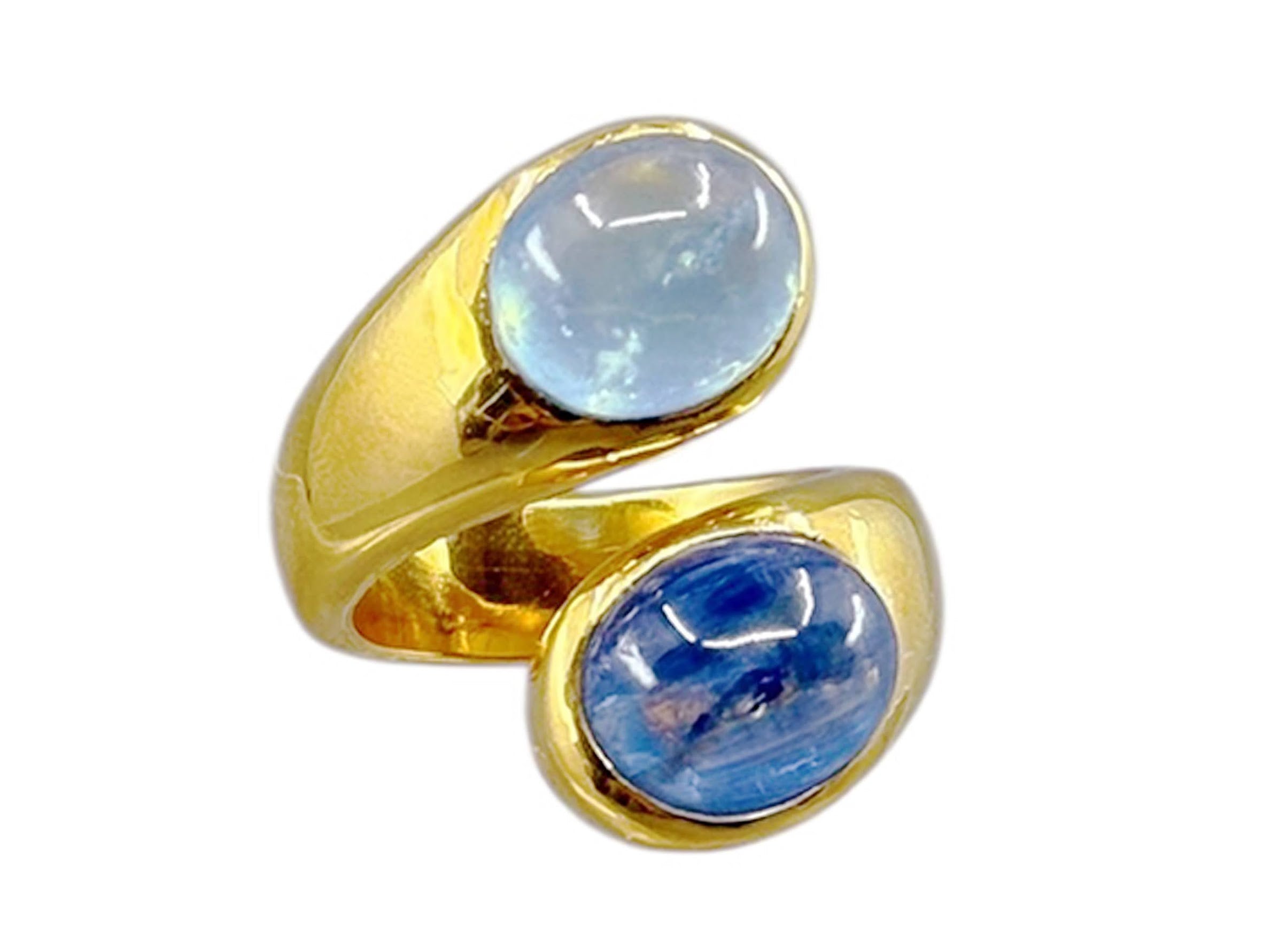 Kyanite and Aquamarine Crossover Ring