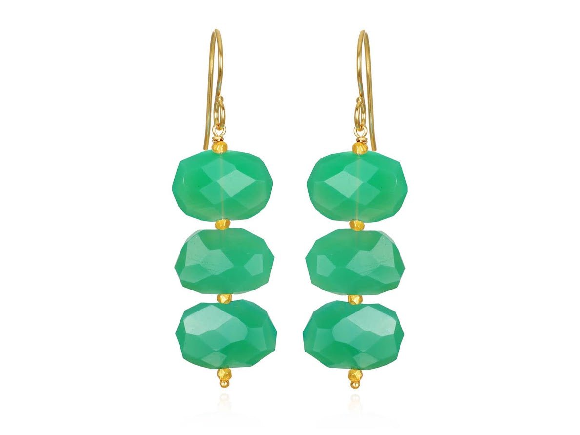 Faceted Chrysoprase Drop Earrings