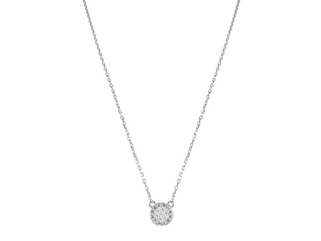 Silver and CZ Disc Necklace