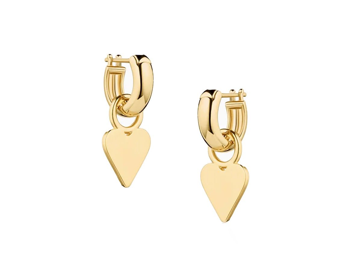 Petite Dangling Heart Huggie Hoops