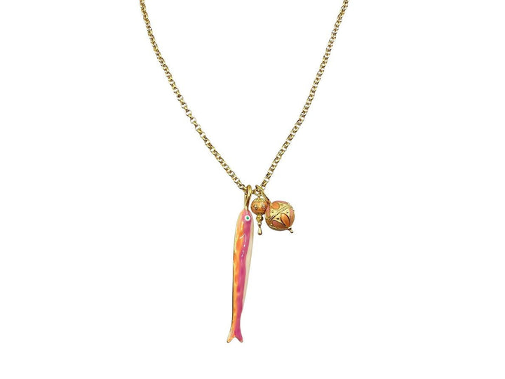 Orange and Pink Fish Charm Necklace