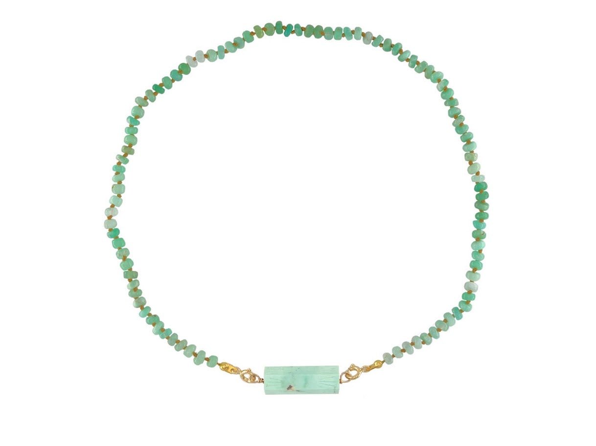 Chrysoprase Beaded Necklace with Turquoise Column