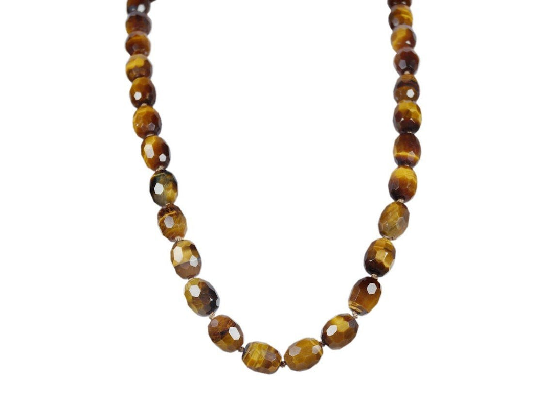 Faceted Oval Tiger Eye Beads Necklace