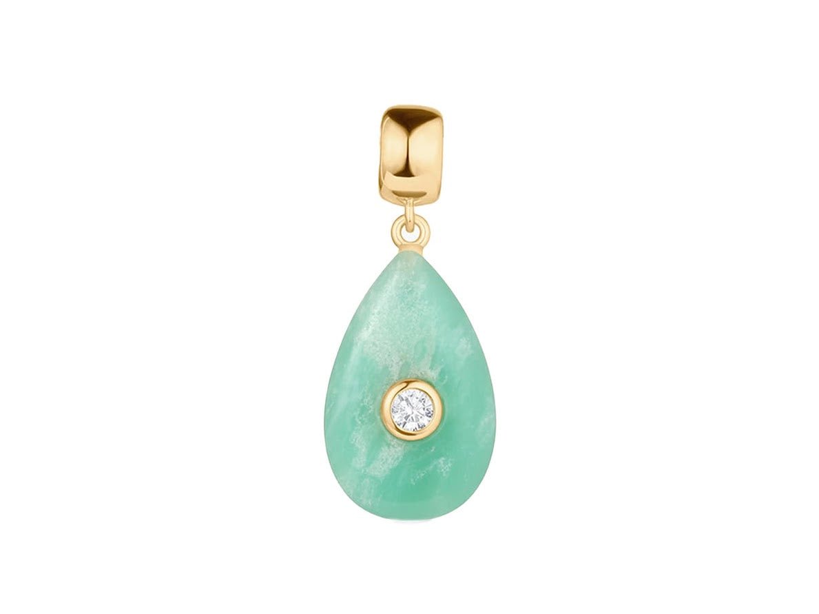 Chrysoprase Teardrop Charm with CZ
