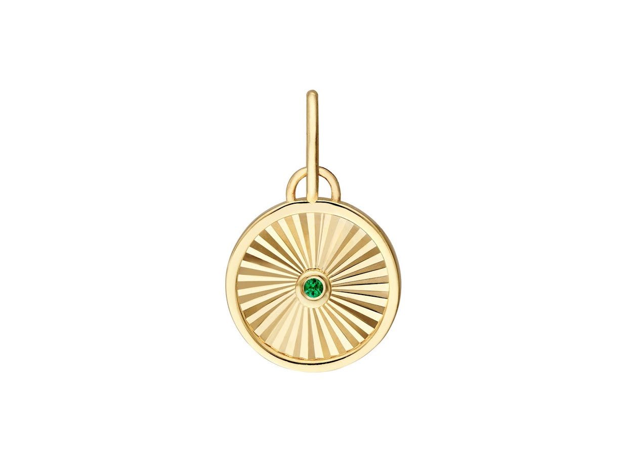 14k Round Radiant Charm with Emerald