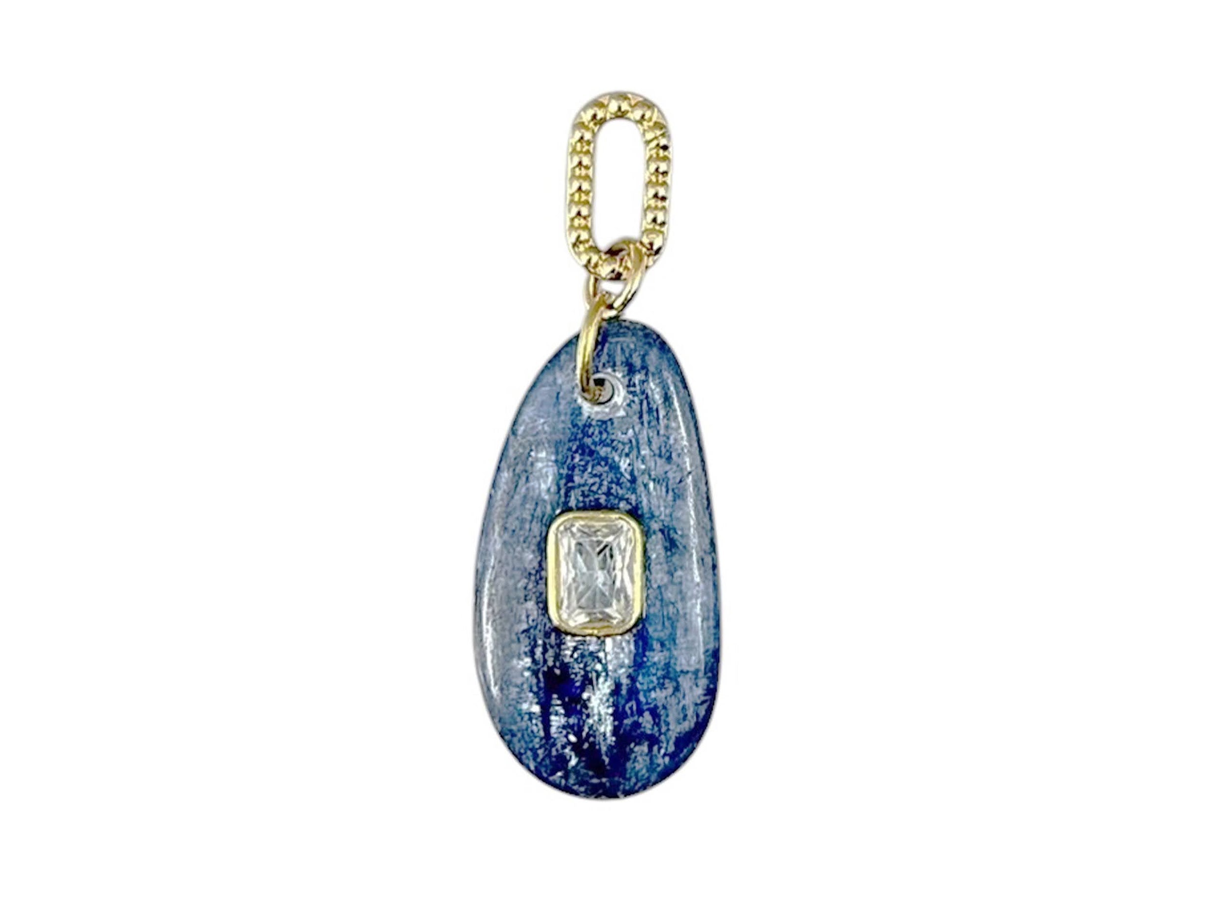 Blue Kyanite Charm with Blue Zircon