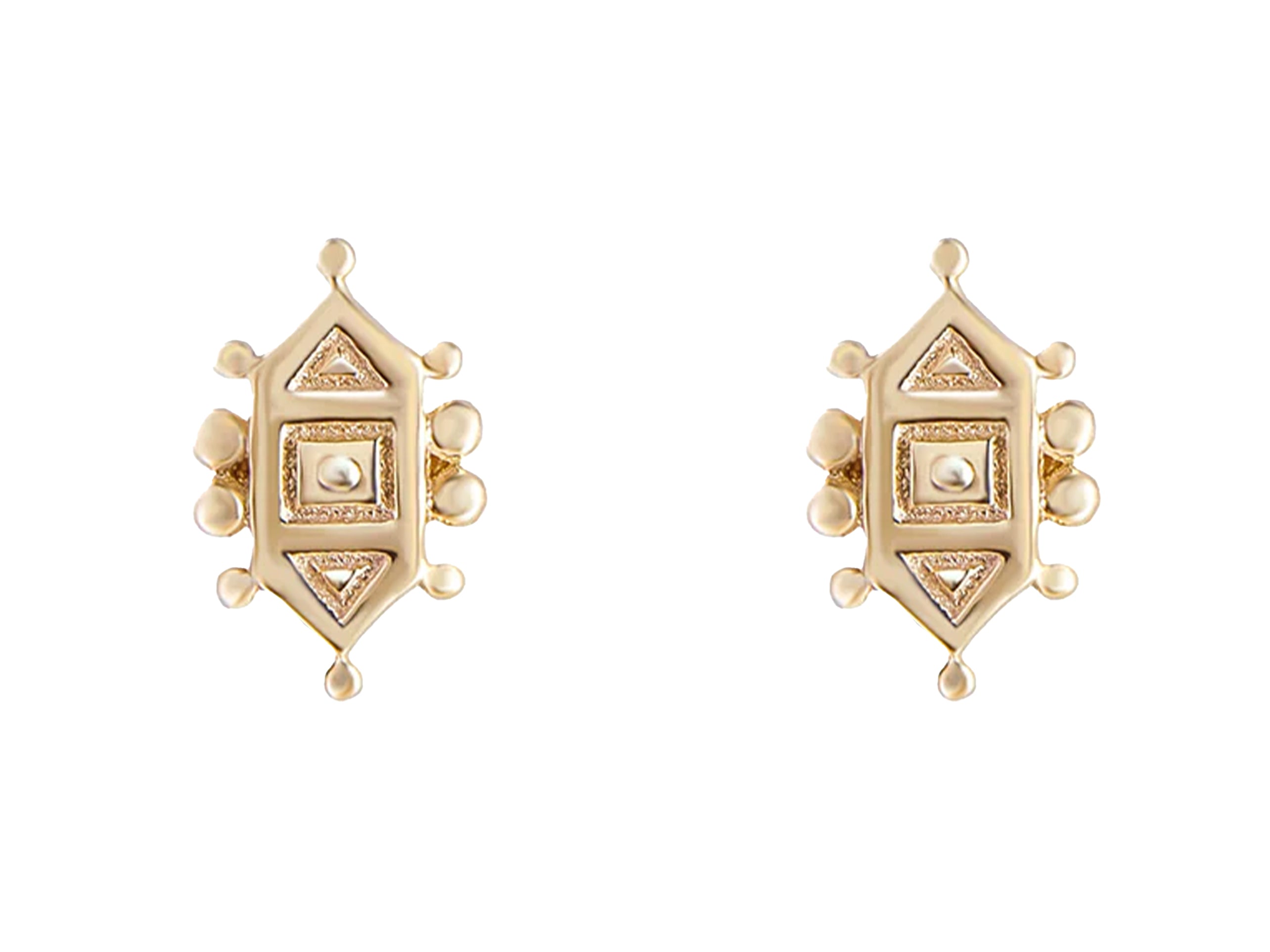 9k Shield-Shaped Dala Stud Earrings