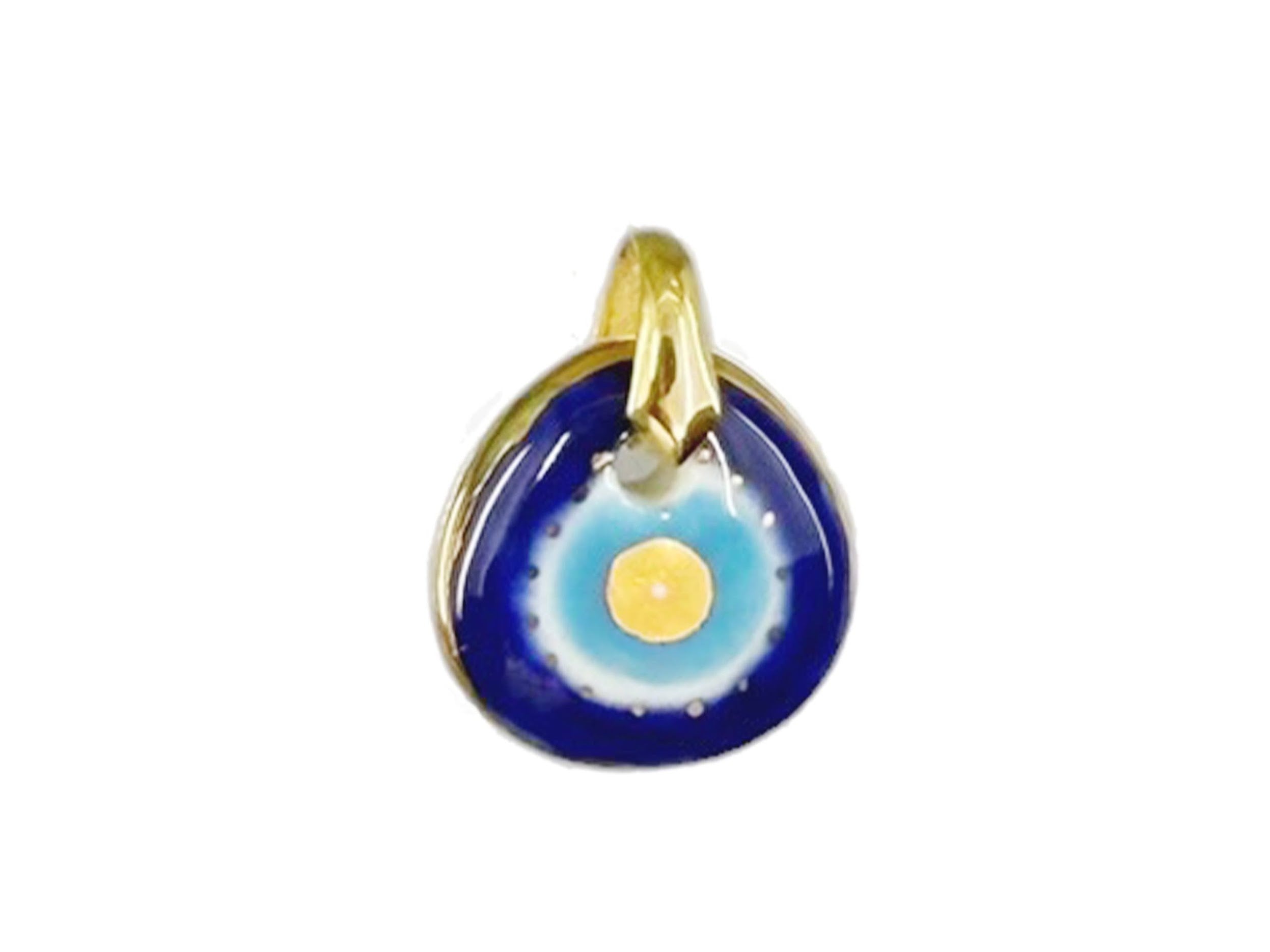 Handpainted Italian Porcelain Navy and Blue Evil Eye Charm