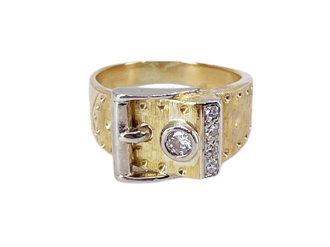 18k Buckle Ring with Diamonds