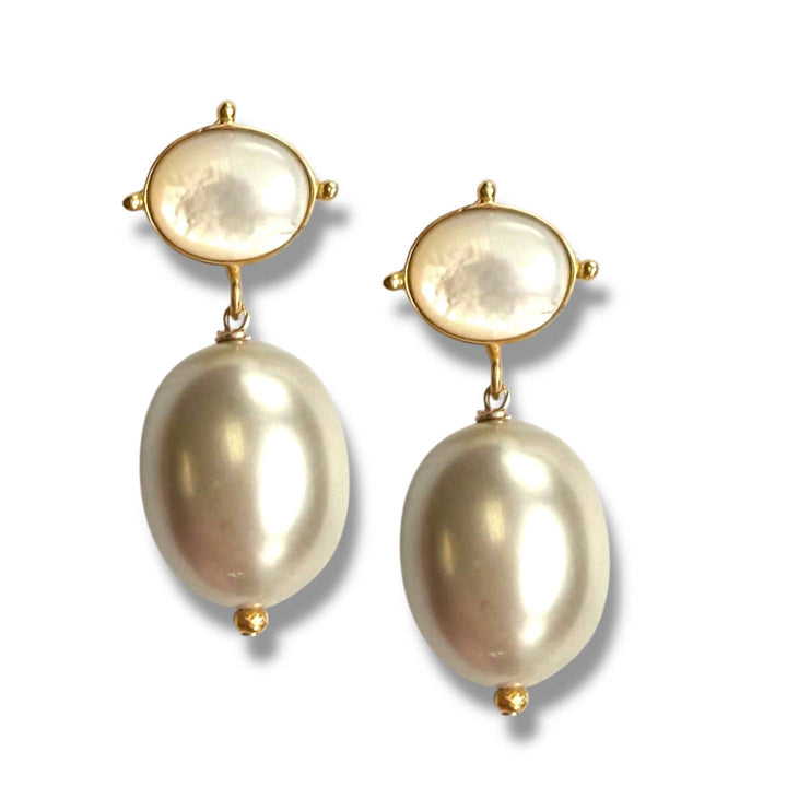 MOP and Pearl Drop Earrings